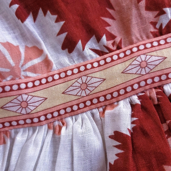 Redpolaris Revolve Floral print Cut Out Linen Puff Sleeve Mini Dress - Picture 8 of 10